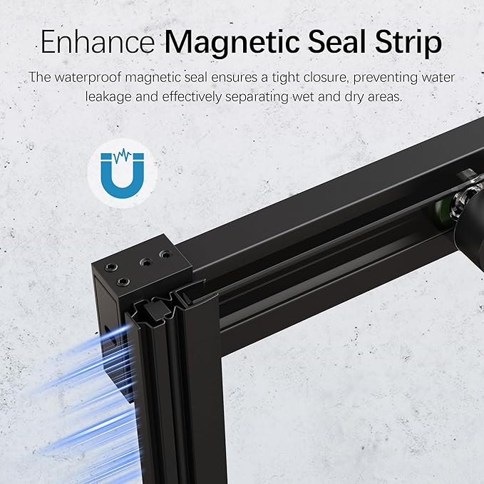 46-48" W x 76" H Frameless Sliding Shower Door, Bathroom Single Sliding Shower Doors with 5/16" (8mm) SGCC Tempered Glass and Stainless Steel Handle, Reversible Installation, Matte Black
