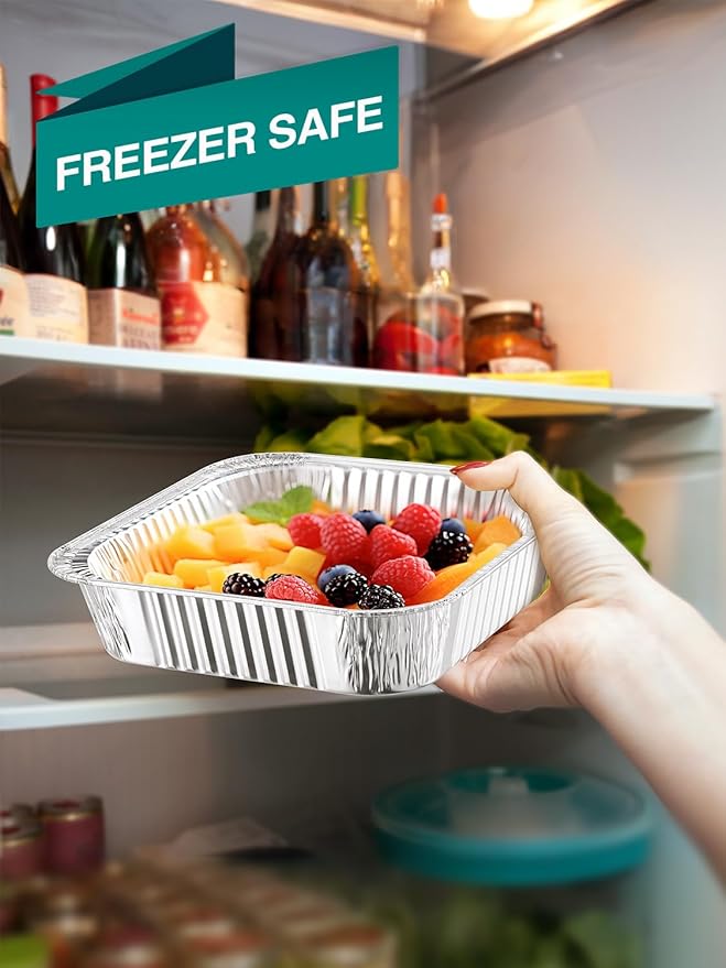 40 Pack Disposable Aluminum Pans Combo Set - 20 Large 9x13 Aluminum Foil Pans Half Size & 20 Small 8x8 Tin Foil Baking Pans, Tin Trays Containers for Meal Prep, Food Cooking, Roasting, Heating