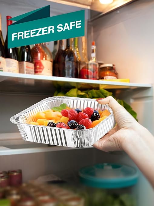 40 Pack Disposable Aluminum Foil Pans Assorted Sizes - 20 Large 10.25x12 Half Size Aluminum Pans & 20 Small 8x8 Tin Foil Baking Pans, Tin Trays Containers for Meal Prep, Food Cooking, Roasting