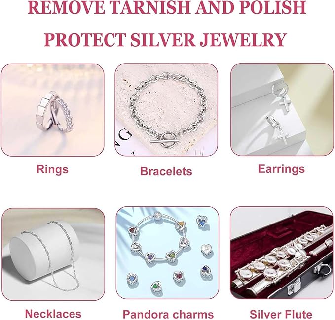 JUNXINSHUN 50pcs Jewelry Cleaning Cloth Pink Polishing Cloth for Sterling Silver Gold Platinum Small Silver Polish 8x8cm (Pink)