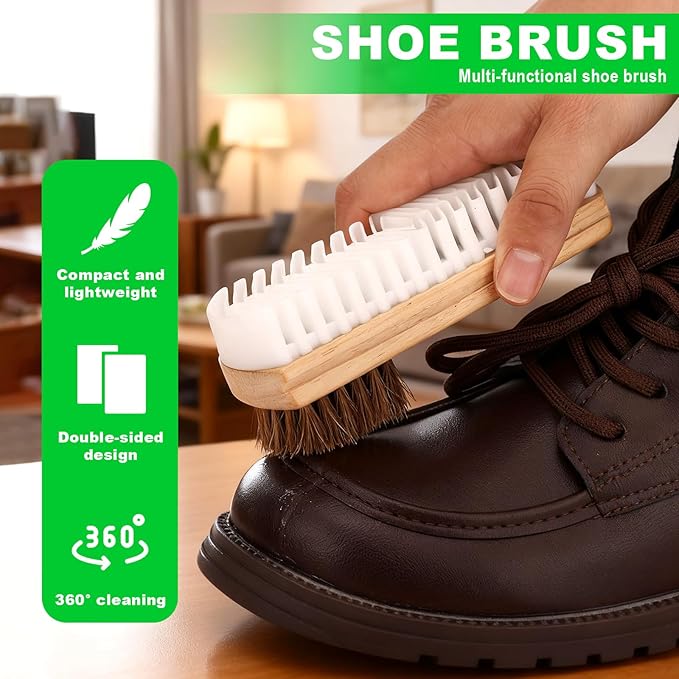 2-in-1 Suede Shoe Cleaner Brush with Eraser, Wooden Handle Suede & Nubuck Cleaning Brush for Shoes Bags Jackets