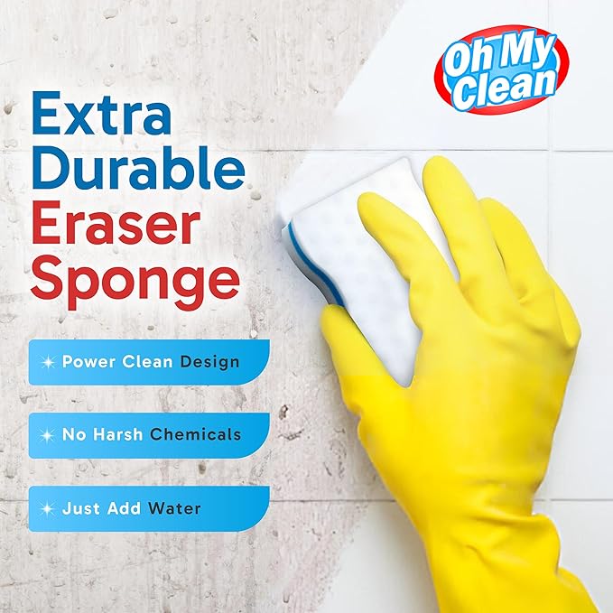 (50 Pack) Extra Durable Eraser Sponge – Extra Thick, Long Lasting Magic Melamine Cleaning Sponges in Bulk – Foam Pads for Walls, Kitchen, Bathroom, Floor & Baseboard Cleaner