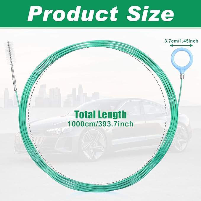 Auto Sunroof Drain Cleaning Tool,394Inch Long Pipe Cleaner for Car,Flexible Tube Cleaning Brush with 2Pcs 7.9inch Cleaning Brush Skinny Pipe Drain Dredge Cleaning Tool for Car Sunroof Wiper Drain Hole