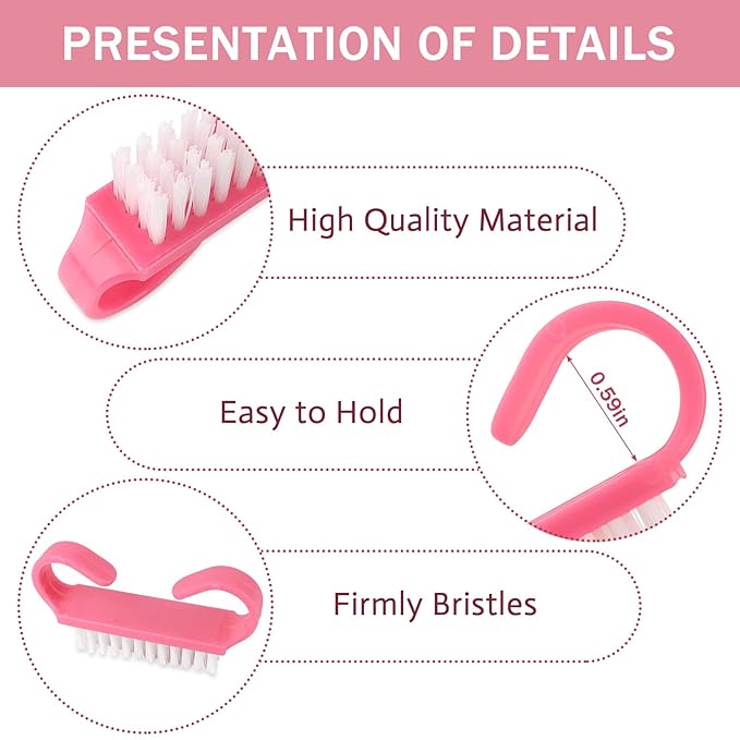 Travel Size Handle Grip Nail Brushes, 24 Pack Nail Cleaning Brushes, Hand Scrub Cleaning Brush for Nails and Toes