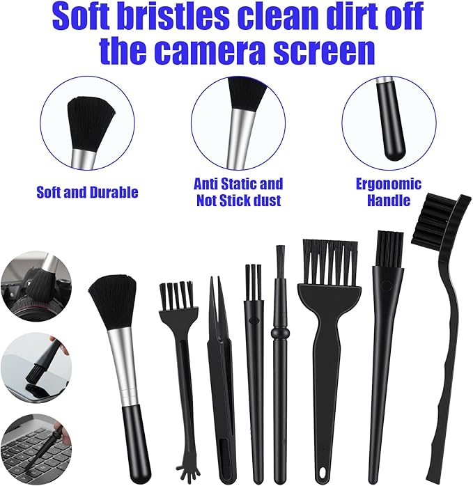 8 Pcs Mini Keyboard Cleaning Brushes Kit, Anti Static Electronic Dust Cleaning Brushes with PP Handle and Nylon Bristles, Keyboards Cleanings Brush for Computer Keyboard and Small Spaces