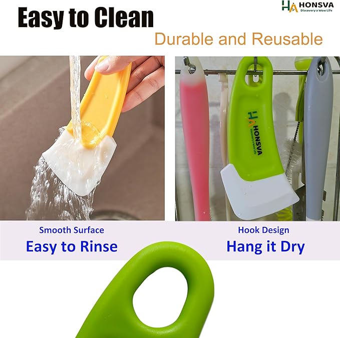 Dish Scraper for Cleaning Pans, Pots, Bowls, Silicone Kitchen Sraper, Non-stick Scraping Spatulas Tool, 3 Piece in 1 Pack.