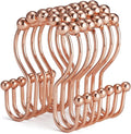Goowin Shower Curtain Hooks, 12 Pcs Shower Curtain Rings, Stainless Steel Shower Curtain Hangers, Double Hook Shower Curtain Hooks, Smooth Sliding Anti-Drop Shower Rings for Curtain (Rose Gold)