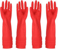 Rubber Cleaning Gloves Kitchen Dishwashing Glove 2-Pairs And Cleaning Cloth 2-Pack,Waterproof Reuseable.(Large)