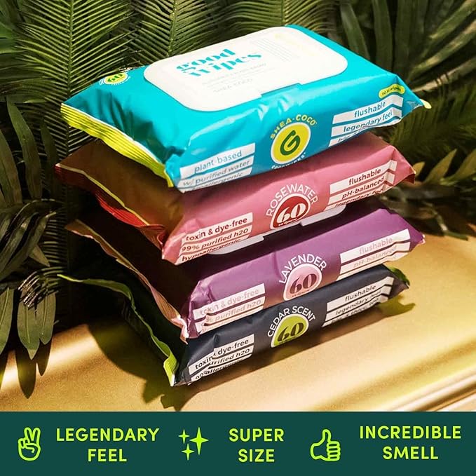 goodwipes Flushable Wipes - Extra Large Adult Wet Wipes For Women & Men - Bathroom Essentials - Sewer & Septic Safe - Variety Pack, 240 Count (4 Packs)