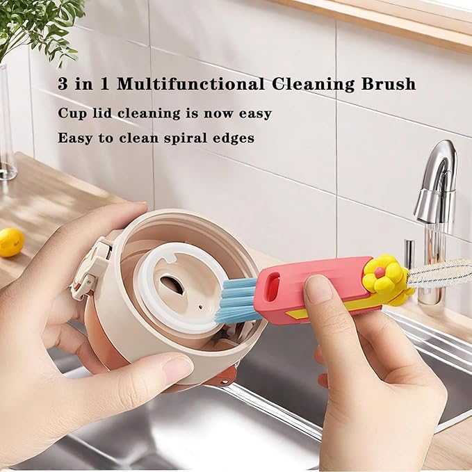 Straw Cleaner Brush Extra Long 13 inch Set for Stanley Owala Water Bottle 40 oz 32 oz 30 oz Tumble Cup Accessories Straw Brush with 3 in 1 Cup Lid Cleaning Brush (Green,Blue)