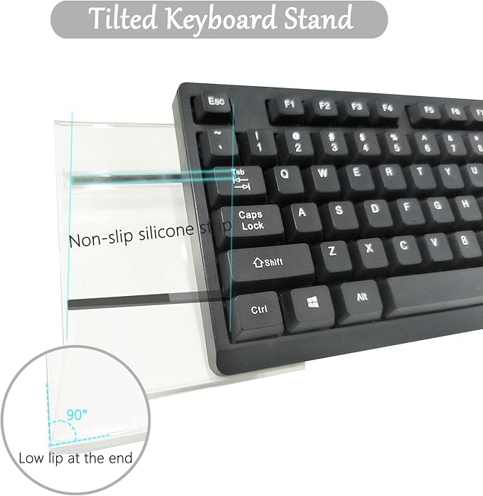 Gel Cloud Keyboard and Mouse Wrist Rest Set Transparent Acrylic Tilt Computer Keyboard Stand with Wrist Rest Ergonomic Silicone Mouse Wrist Pad for Keyboard Riser Holder for Desktop White 60%68% 75%