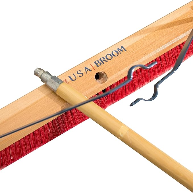 36" Everyday Sweep Indoor/Outdoor Push Broom with 60" Handle. Ideal for Garages & Shops. Durable American Made Steel Brackets-All Stainless Steel Hardware. No Plastic. 100% USA Made