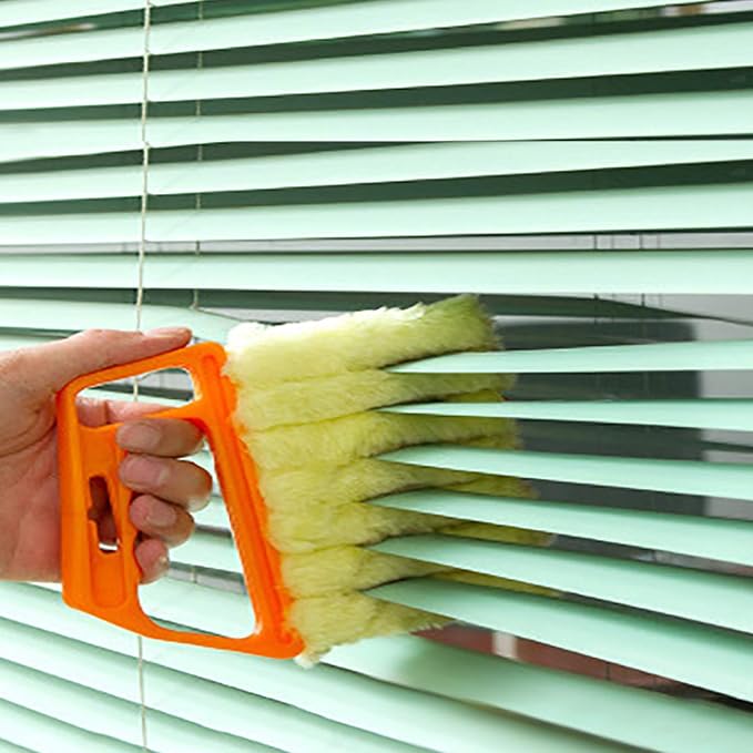2 Pcs Blind Cleaner Washable Window Dusting Cleaner Tool Mini Blind Duster Brush Dust Clean Venetian Blind Brush Window Air Conditioner Duster Dirt with 7 Slat Handheld Household Kitchen Cleaning