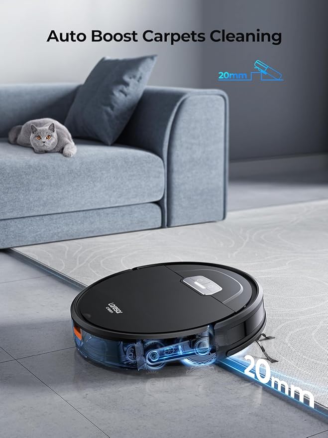 Robot Vacuum and Mop - 4500Pa Powerful Suction Robot Vacuum, 3 in 1 Robot Vacuum Cleaner with Auto Carpet Boost, Self-Charging, App/Remote/Voice for Pet Hair, Carpet, Hard Floor