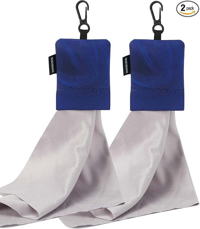 SEIBER Eyeglass Cleaning Microfiber Cloth,7 x 7 inch Glasses Cloth for Sunglasses,Laptops, Cameras,Screen- with Neoprene Pouch,Self-Closing Bottom(2PCS,Blue)