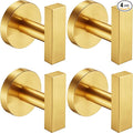 Nolimas Towel Hooks for Bathrooms, Brushed Gold Towel Hook for Kitchen Bathroom, SUS304 Stainless Steel Coat Hook, Heavy Heavy Duty Robe Hooks for Hanging Towels, Coats, sponges, Wall Mount, 4 Pack