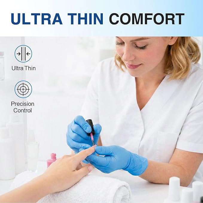 Schneider Nitrile Exam Gloves, Blue Disposable Gloves Latex Free Powder Free for Medical, Cooking, Cleaning, and Food Prep