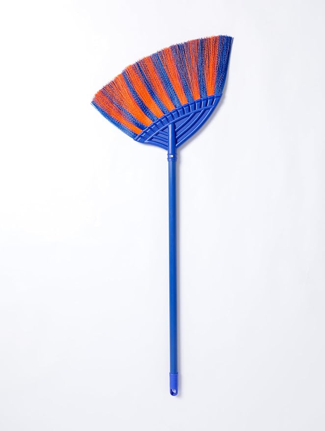 1 Pack Soft Sweeping Brooms /38” House Brooms for Sweeping Indoor& Outdoor Broom Cleaning/Asian Thailand Plastic Broom/Choi Nhua Thai LAN/Choi Nhua Quet Nha (1 pcs) (Blue Orange)