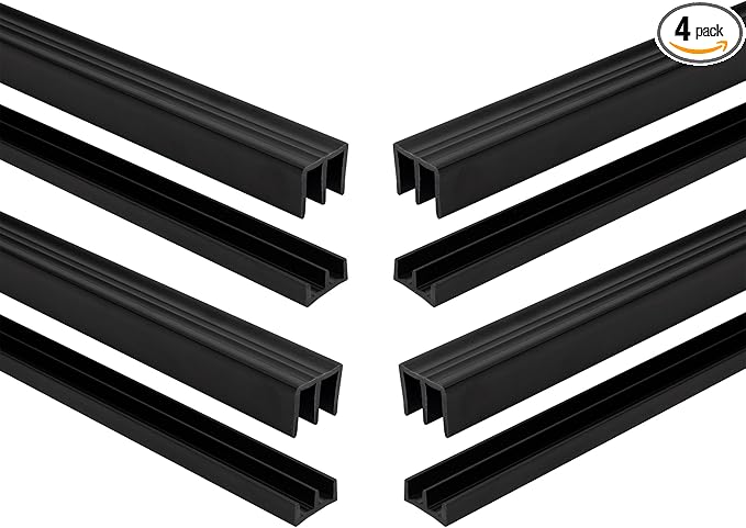1/4" Panel Sliding Door Track - 36" Black Plastic Upper & Lower Set, USA Made, Pack of 4 - Outwater