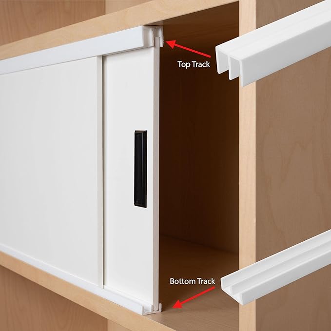 1/4" Panel Sliding Door Track - 36" White Plastic Upper & Lower Set, USA Made, Pack of 2 - Outwater