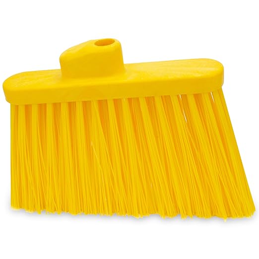 SPARTA Plastic Broom Head, Angled, Un-Flagged for Large Debris Indoor, Outdoor, Home, Restaurant, Lobby, Office, 12 Inches, Yellow