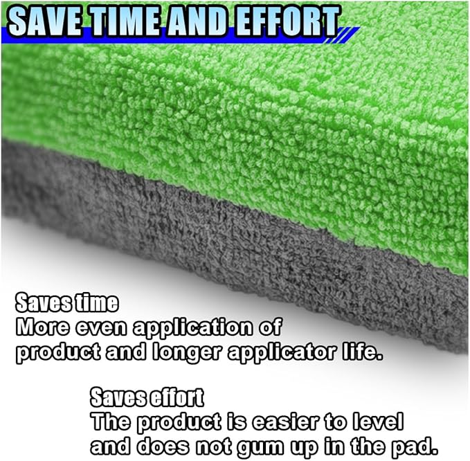 12PCS Ceramic Coating Applicator Sponge, 4.13'' x 1.84'' Microfiber Car Detailing Applicator Pads, Rectangular Car Foam Cleaning Pad, Auto Polishing Pad for Wax, Paint, Sealant (Green)