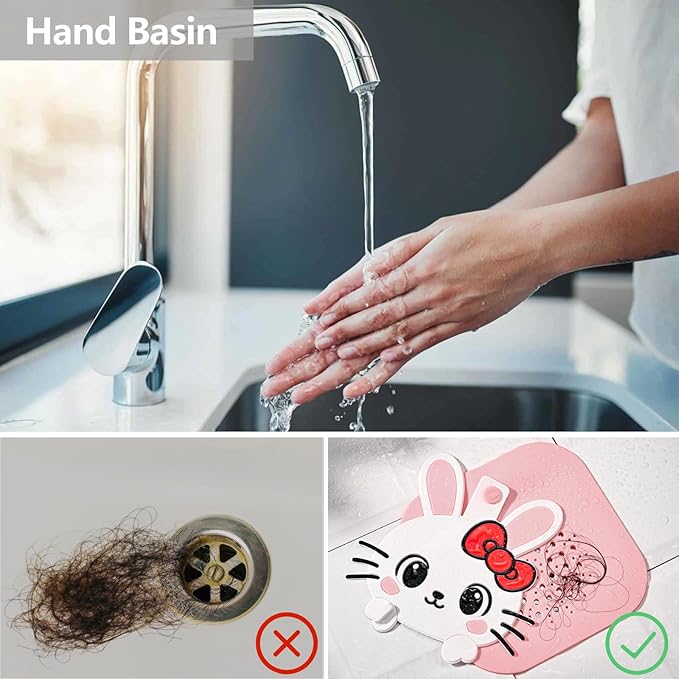 2-in-1 Shower Drain Hair Catcher & Bathtub Drain Cover, Odor-Proof Silicone Hair Stopper for Bathroom, Tub, Sink, Kitchen, Laundry - Prevents Clogs and Unpleasant Smells (2, Pink)