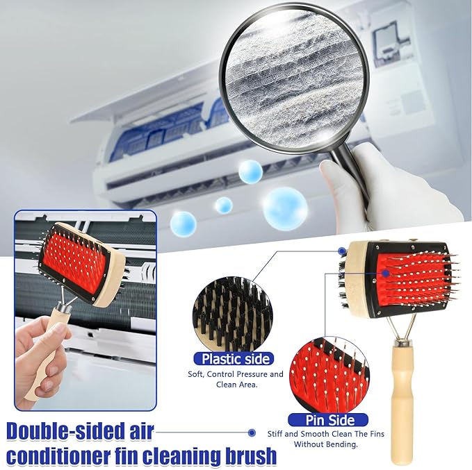 BOJACK Air Conditioner Condenser Fin Cleaning Brush Kit, Fridge Coil Cleaning Brush Supplies, Evaporator Radiator Fin Repair & Fridge Cleaning Tool, Stainless Steel HVAC Coil Cleaner for AC(Pack of 3)