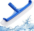 Pool Brush Head - 18" Pool Brush for Cleaning Pool Walls, Premium Swimming Pool Brush with Strong Bristle & EZ Clip, Curved Ends High-Efficiency Pool Accessories for Inground Pools, Tiles, Floors