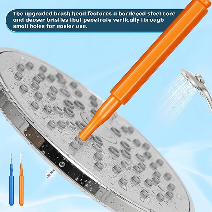 80Pcs Shower Head Cleaner Tool,Heavy Duty Multifunctional Shower Head Cleaning Brush Anti-Clogging Nozzle Professional Grade Bristles for Deep Cleaning Small Holes, Gaps for Household Bathroom