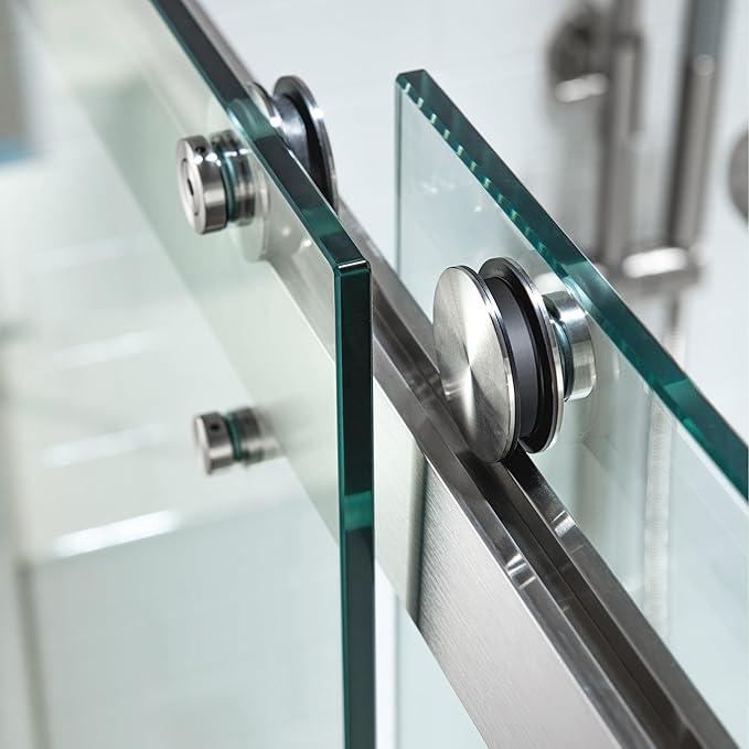 Woodbridge Frameless Tub Doors 66-72" Width x 76" Height with 5/16"(8mm) Clear Tempered Glass, 2 Ways Opening & Double Sliding in Brushed Nickel Finish