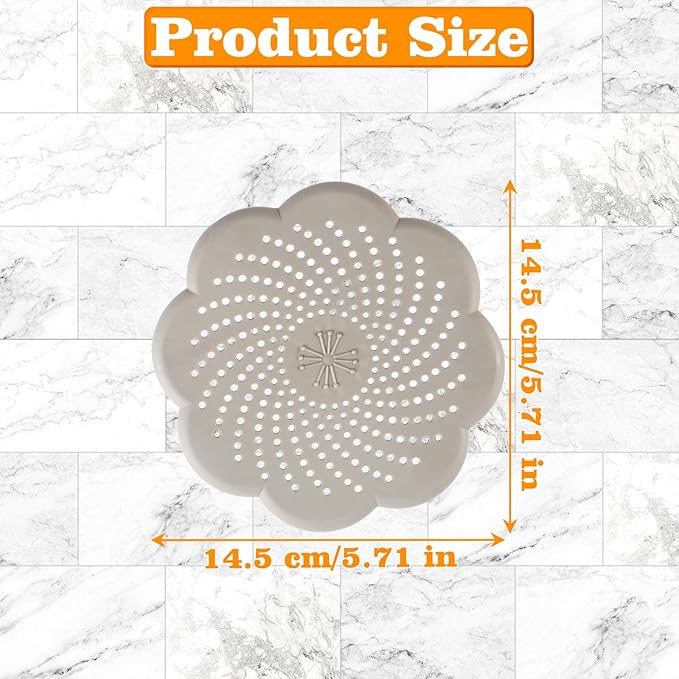 5 Pack Hair Catcher Shower Drain with Suction Cups, Flower Shape Silicone Drain Cover for Kitchen, Bathroom, Bathtub