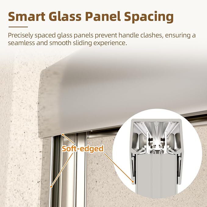 Shower Door,44-48" W x 70" H Semi-Frameless Double Sliding Shower Doors with 1/4'' (6mm) Clear SGCC Tempered Glass Shower Panel,Chrome Finish