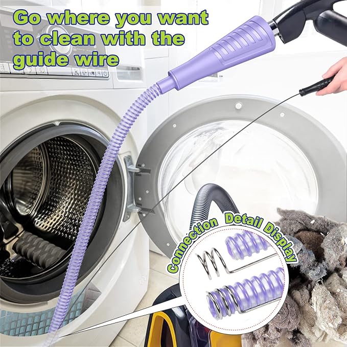 Sealegend 2 Pack Dryer Vent Cleaner Kit Vacuum Hose Attachment, Dryer Lint Cleaner Kit Lint Remover Tools Hoses with Adapter (Purple)