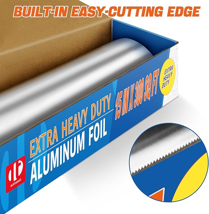 Super Thick Extra Heavy Duty Aluminum Foil 15" x 300 Sq Ft(about 30% Thicker than Regular Heavy Duty Foil) -for Grilling, BBQ, Cooking, Food Storage, Commercial & Pitmasters‘ Use