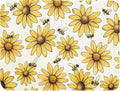 Spring Summer Dish Drying Mat of Kitchen Counter 18×24 Inch Floral Drainer Pad Sunflower Bee Dish Rack Pad Drainer Mat Washable Absorbent Reversible Microfiber for Coffee Bar