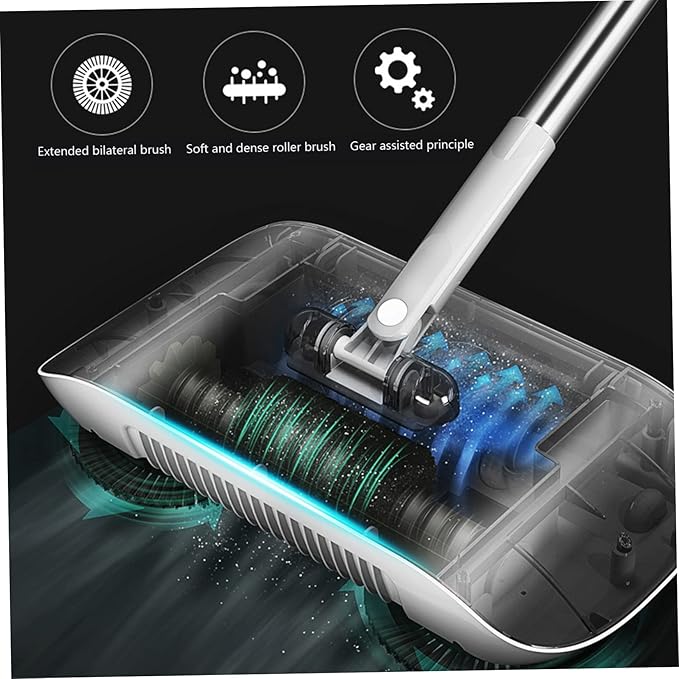 Carpet Cleaner Brush, 2 in 1 Manual Vacuum Sweeper, 180 Degree Rotating Sweeping Mop, Hand Push Sweeper, Home Cleaning Tool for Cleaning Pet Hair, Loose Debris, Lint (Blue)