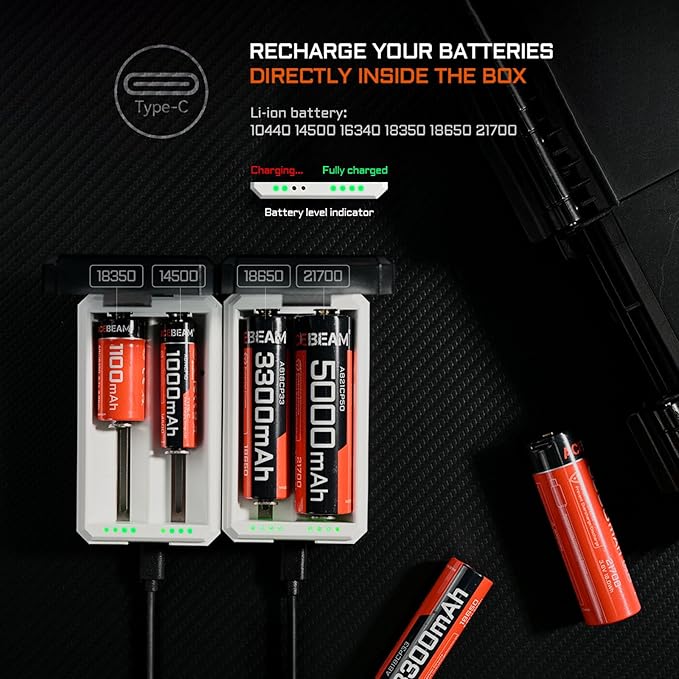 ACEBEAM A2 Portable Battery Storage Box, Battery Charger, Battery Storage Organizer, Battery Box, Battery Storage Case
