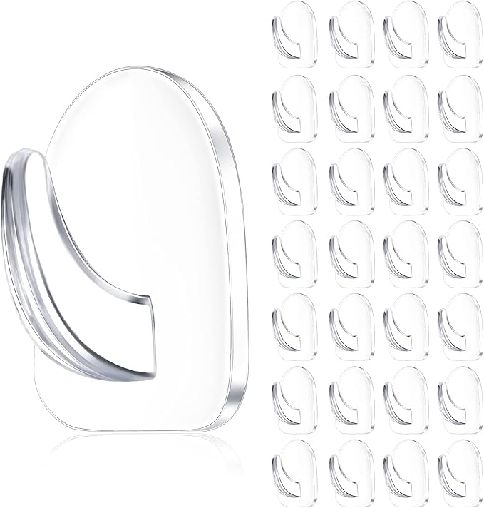 Jetec 60 Pieces Clear Adhesive Wall Hooks Transparent Reusable Seamless Hooks for Hanging Small Sticky Acrylic Hangers with Non Marking Sticker for Kitchen Bathroom Bedroom Office