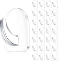Jetec 60 Pieces Clear Adhesive Wall Hooks Transparent Reusable Seamless Hooks for Hanging Small Sticky Acrylic Hangers with Non Marking Sticker for Kitchen Bathroom Bedroom Office