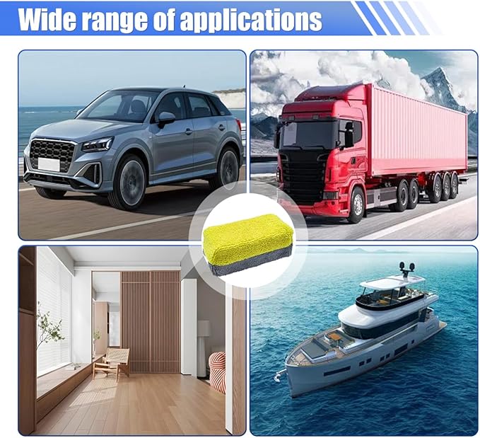 12PCS Ceramic Coating Applicator Sponge, Microfiber Rectangular Auto Polishing Cleaning Pads, Universal Automotive Detailing Sponge for Car Wax, Paint, Sealant Application (Yellow)