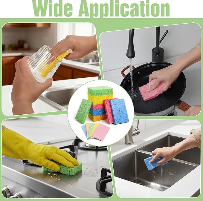 15 Pcs Cellulose Sponges Kitchen, 5 Colors Non-Scratch Colorful Sponges, Compressed Sponge Kitchen Multipurpose Kitchens Sponge Pack for Kitchens, Bathroom, Cars, Funny Cut-Outs DIY