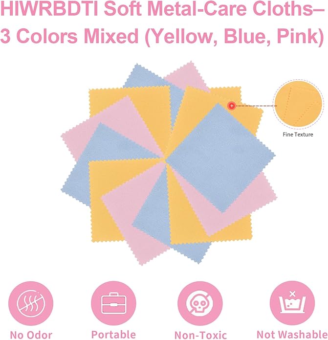 120 PCS Jewelry Cleaning Cloth - 3.15 x 3.15 Inches, Small Polishing Cloths for Jewelry, Sterling Silver, Gold, Brass, Platinum, Silver Cleaner Polish Cloth - 3 Color Mixed (Yellow, Blue, Pink)