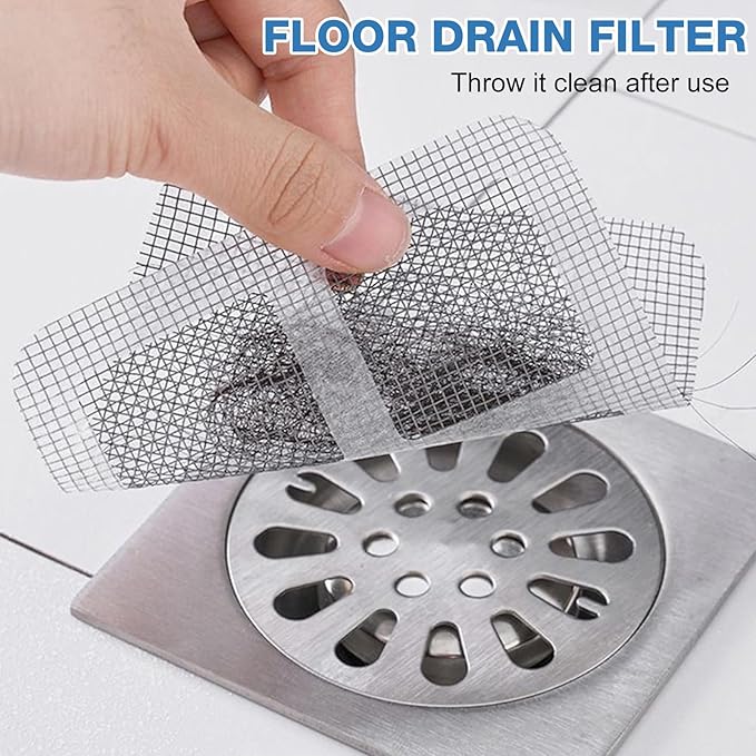 50Pcs Disposable Hair Drain Stickers,Shower Drain Hair Catcher Mesh Stickers,Bathroom Shower Drain Protector,Mesh Cover Floor Drain Sticker for Kitchen Bathroom Bathtub