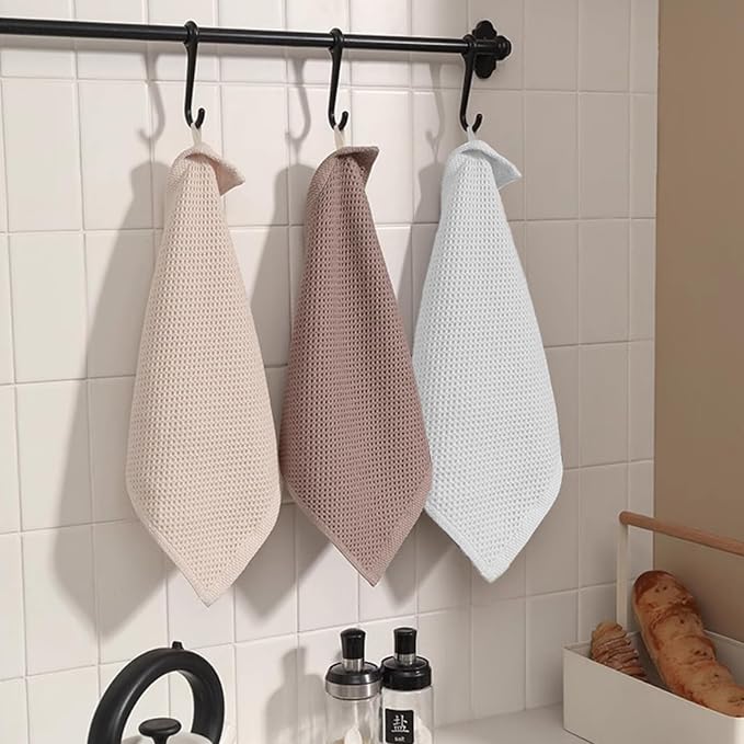 Cotton Dish Cloths 6 Pack,12x12 Inch – Super Absorbent, Quick-Dry & Reusable Kitchen Cleaning Cloths, Lint-Free Washable Towels for Dishes, Glass & Household Use(White)