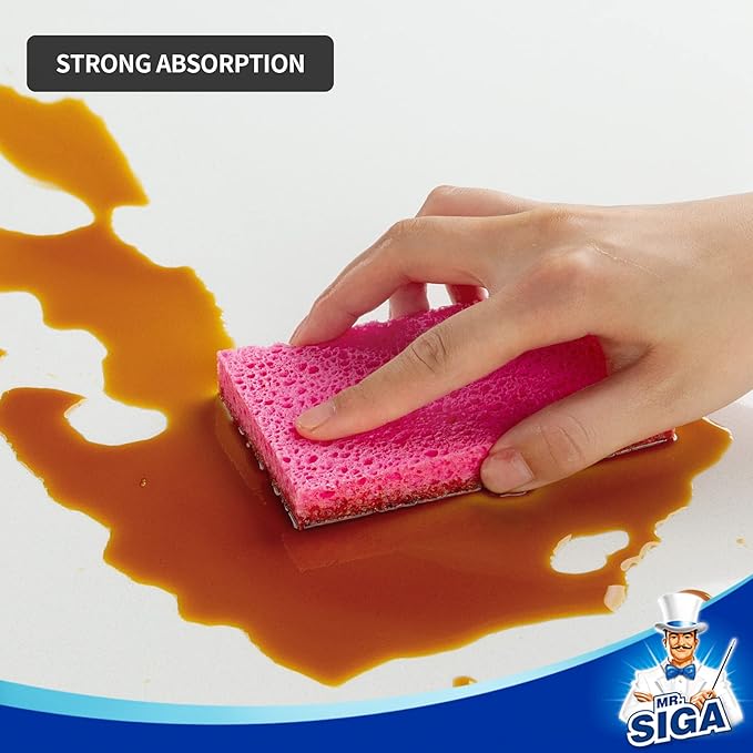 MR.SIGA Scrub Sponges, Non-Scratch Sponges for Dishes, Kitchen Sponge Dish Scrubber, 12 Pack