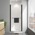 Frameless Pivot Shower Door 32"-34" W x 72" H, Swing Shower Glass Doors with Nano Explosion-Proof Film Tempered Glass 1/4"(6mm) Reversible Installtion, Matte Black Finish