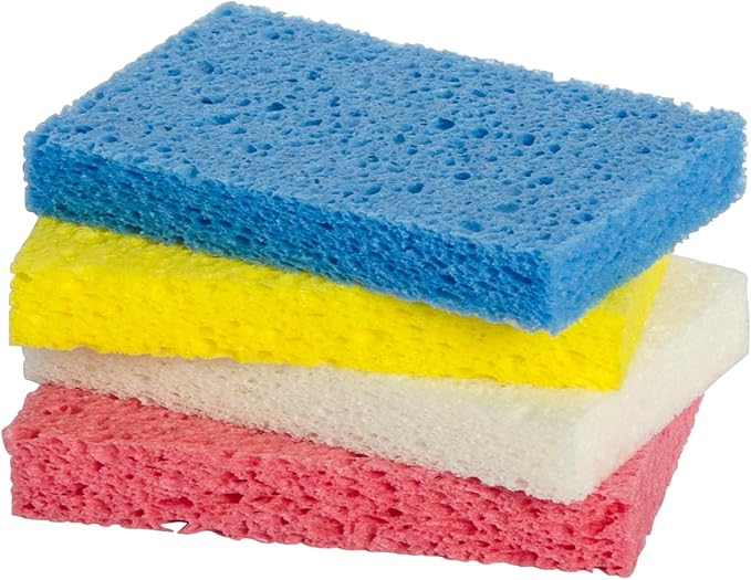 Sponges Kitchen，Cellulose Sponges, Compressed Kitchen for Household Use，for Dishes, Kitchenware, Cleaning for The Shower，Reusable，Save Space (4, Blue,Pink,White, Yellow)