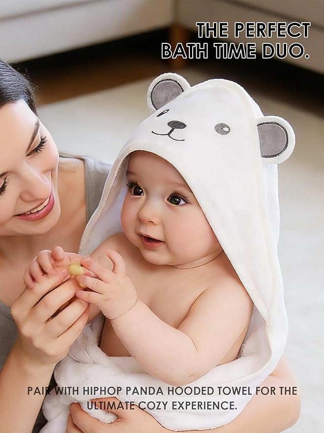 HIPHOP PANDA Baby Washcloths, Rayon Made from Bamboo - 2 Layer Ultra Soft Absorbent Newborn Bath Face Towel - Reusable Baby Wipes for Delicate Skin - Blush and Mocha, 6 Pack