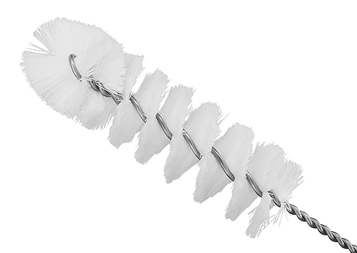 EISCO Nylon Cleaning Brush with Fan-Shaped End, 8.75" - Twisted Stainless Steel Wire Handle - Ideal for 1" - 1.2" Diameter Tubes, Bottles, Flasks, Cylinders, Jars, Vases, Cups